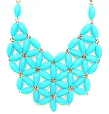 Daisy Bib Bubble Statement Necklace- Turquoise