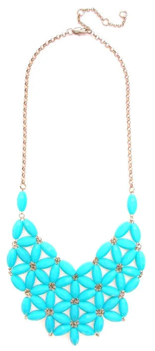 Daisy Bib Bubble Statement Necklace- Turquoise