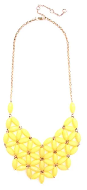 Daisy Bib Bubble Statement Necklace-Yellow