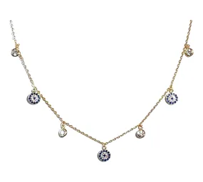 Dangle Evil Eye and Crystal Choker Necklace