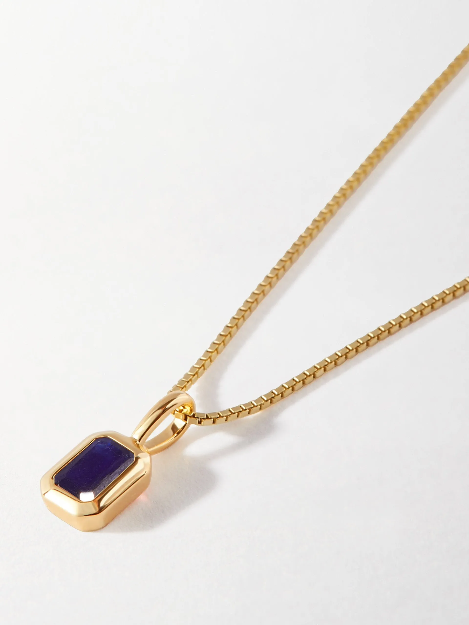 Deco blue sapphire September birthstone necklace