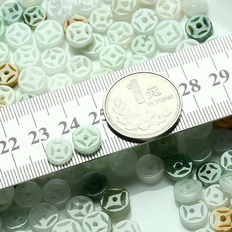 Diameter 7mm-8mm Thickness 2mm-4mm Natural Jade Beads Jadeite Mixed Colors Coin Bead WBD11