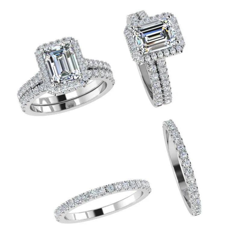 Diamond Halo Bridal Set