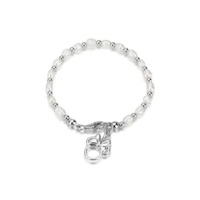 Disney Rhodium Plated Sterling Silver Minnie Fresh Water Pearl 19cm Bracelet