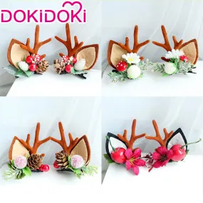 DokiDoki Cosplay Deer Ear Headwear Cute Headband Christmas Antlers Clip Flower Hairpin