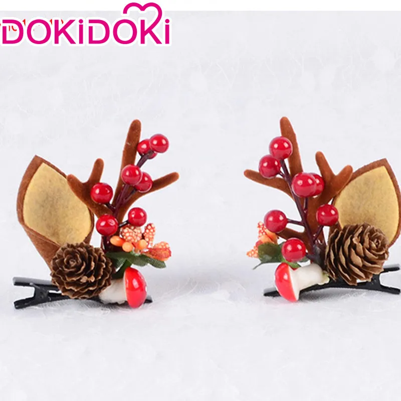 DokiDoki Cosplay Deer Ear Headwear Cute Headband Christmas Antlers Clip Flower Hairpin