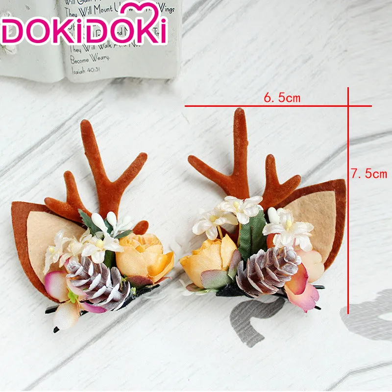 DokiDoki Cosplay Deer Ear Headwear Cute Headband Christmas Antlers Clip Flower Hairpin