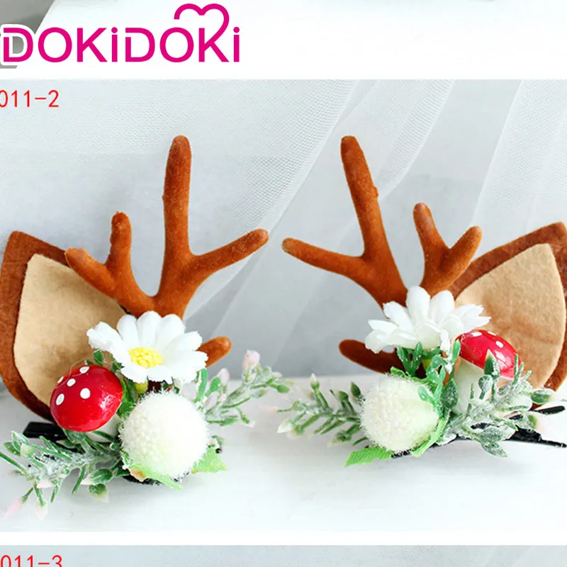 DokiDoki Cosplay Deer Ear Headwear Cute Headband Christmas Antlers Clip Flower Hairpin