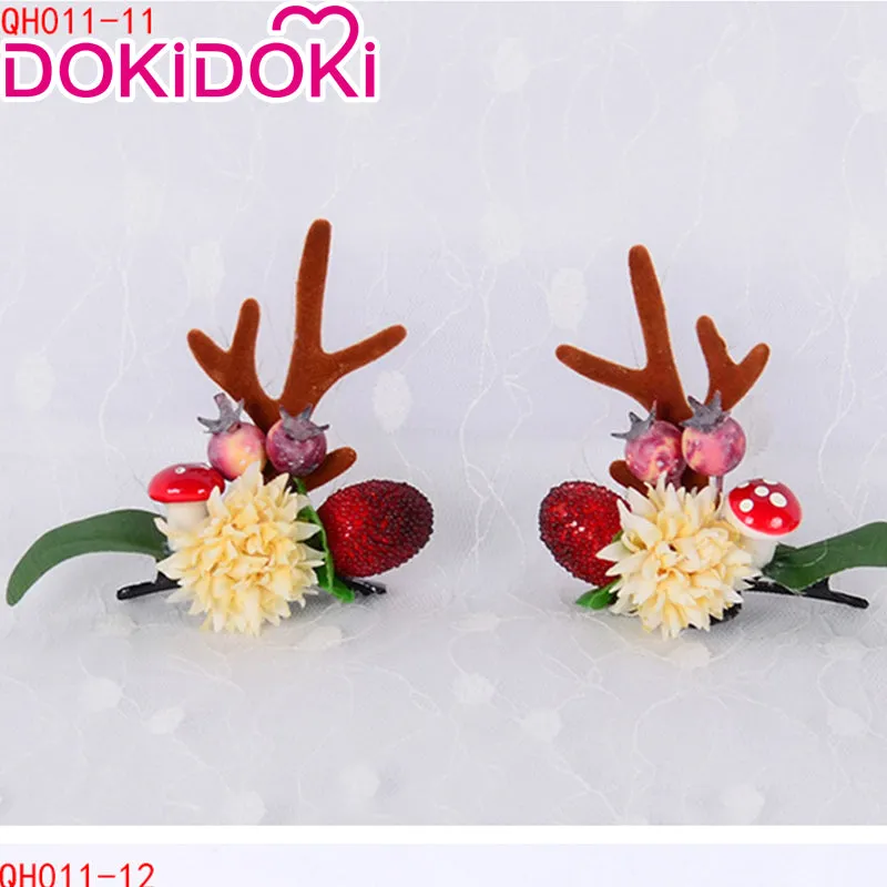 DokiDoki Cosplay Deer Ear Headwear Cute Headband Christmas Antlers Clip Flower Hairpin