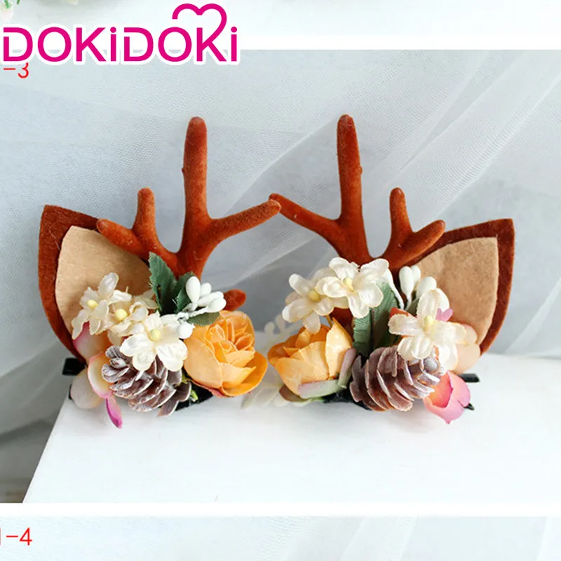 DokiDoki Cosplay Deer Ear Headwear Cute Headband Christmas Antlers Clip Flower Hairpin