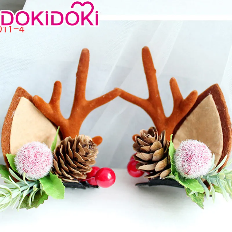 DokiDoki Cosplay Deer Ear Headwear Cute Headband Christmas Antlers Clip Flower Hairpin