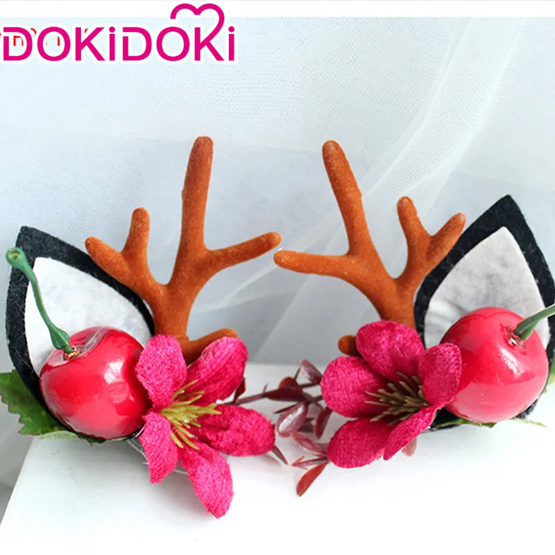 DokiDoki Cosplay Deer Ear Headwear Cute Headband Christmas Antlers Clip Flower Hairpin