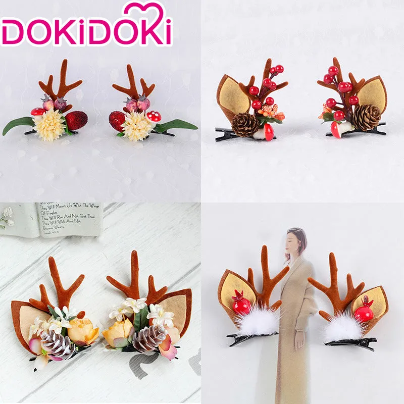 DokiDoki Cosplay Deer Ear Headwear Cute Headband Christmas Antlers Clip Flower Hairpin