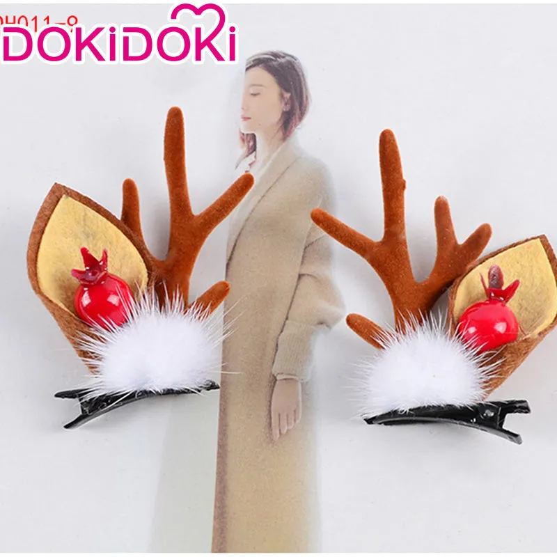 DokiDoki Cosplay Deer Ear Headwear Cute Headband Christmas Antlers Clip Flower Hairpin