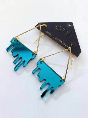 Drippy Triangle Teal Earrings