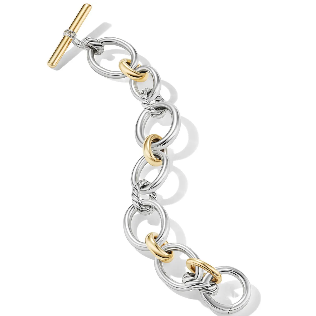 DY Mercer Bracelet in Sterling Silver with 18K Yellow Gold and Pave Diamonds