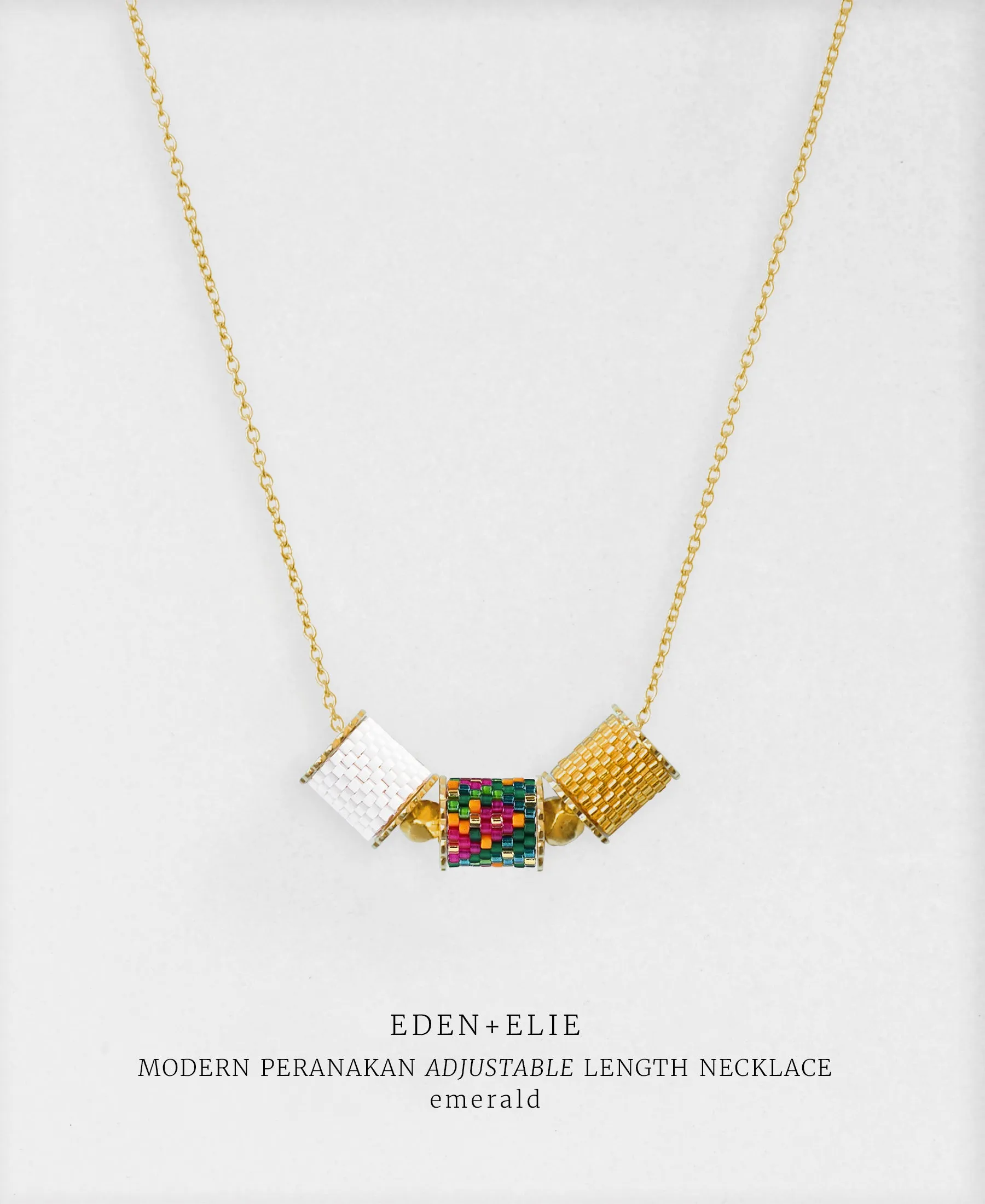 EDEN   ELIE Mother-Daughter twinning necklaces set - peranakan emerald