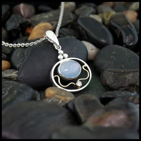 Elegant Blue Jade and Diamond Pendant