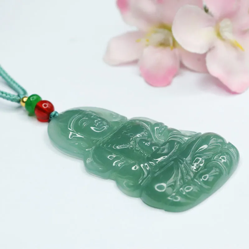 Elegant Ice Blue Green Tara Guanyin Sterling Silver Jade Pendant