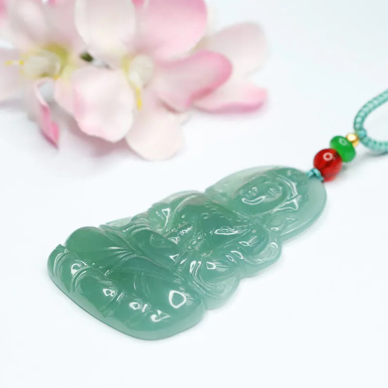 Elegant Ice Blue Green Tara Guanyin Sterling Silver Jade Pendant