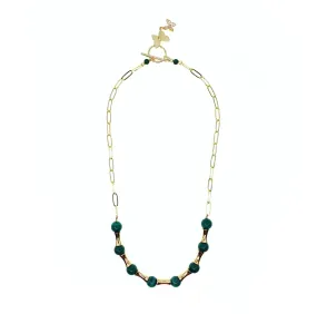 Elf Forest Malachite Necklace Gold