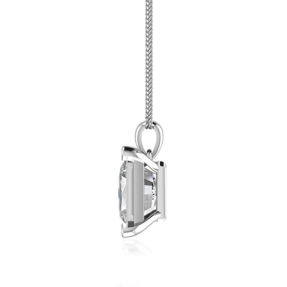 ELIZA - Emerald Cut Lab Diamond 4 Claw Drop Pendant 18k White Gold