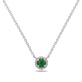 Emerald And Diamond Halo Necklace