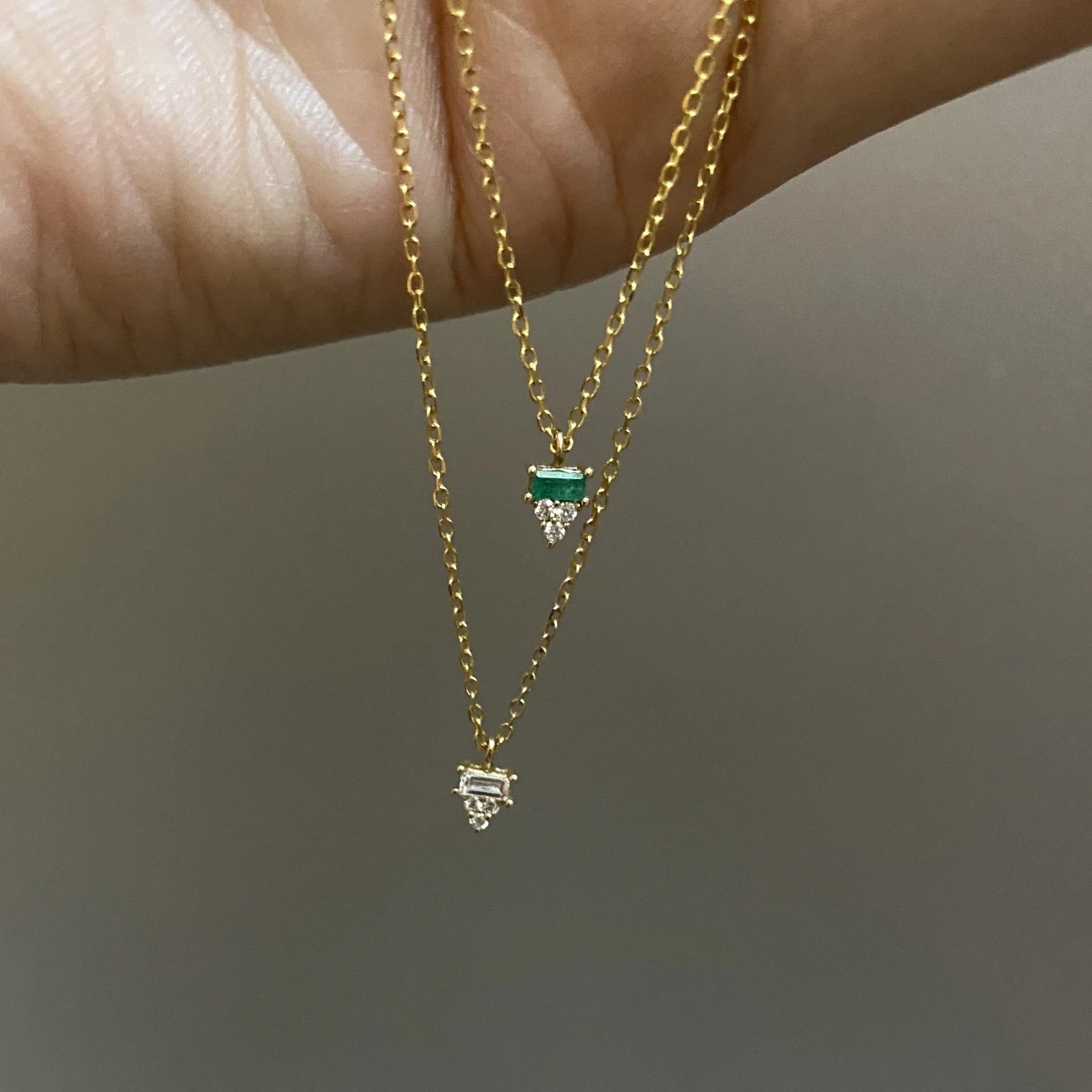 Emerald Baguette Cluster Necklace (ready to ship option)*