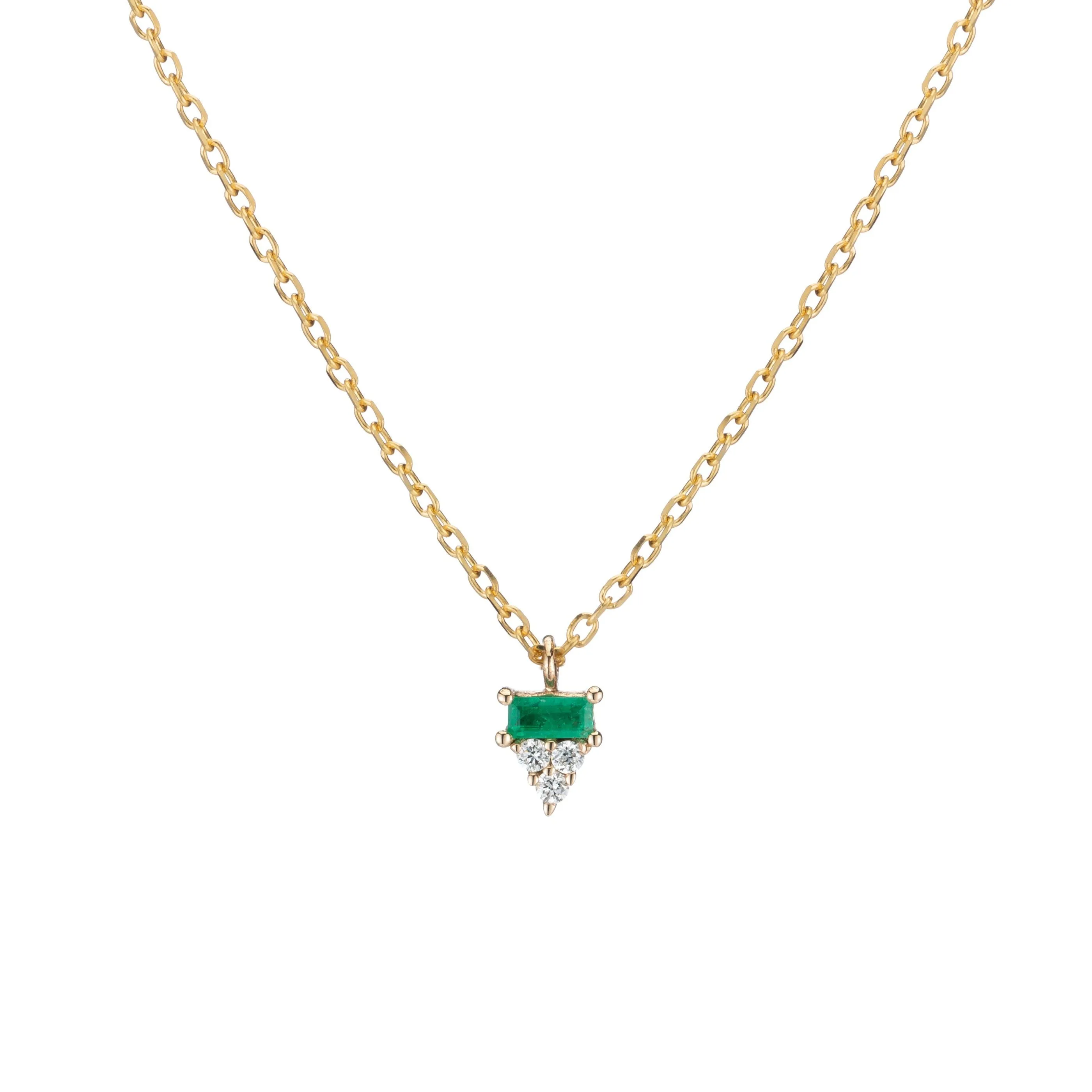 Emerald Baguette Cluster Necklace (ready to ship option)*