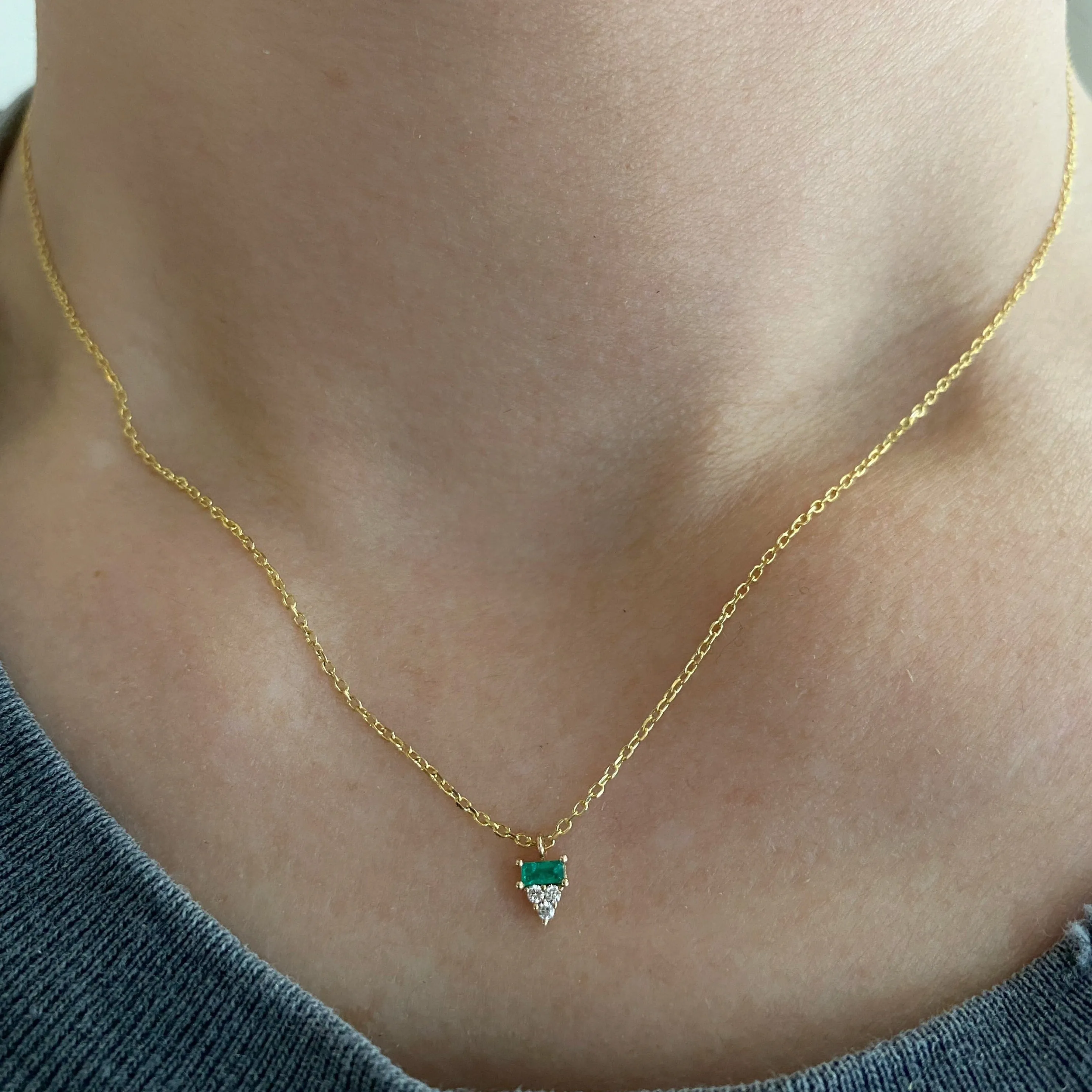 Emerald Baguette Cluster Necklace (ready to ship option)*