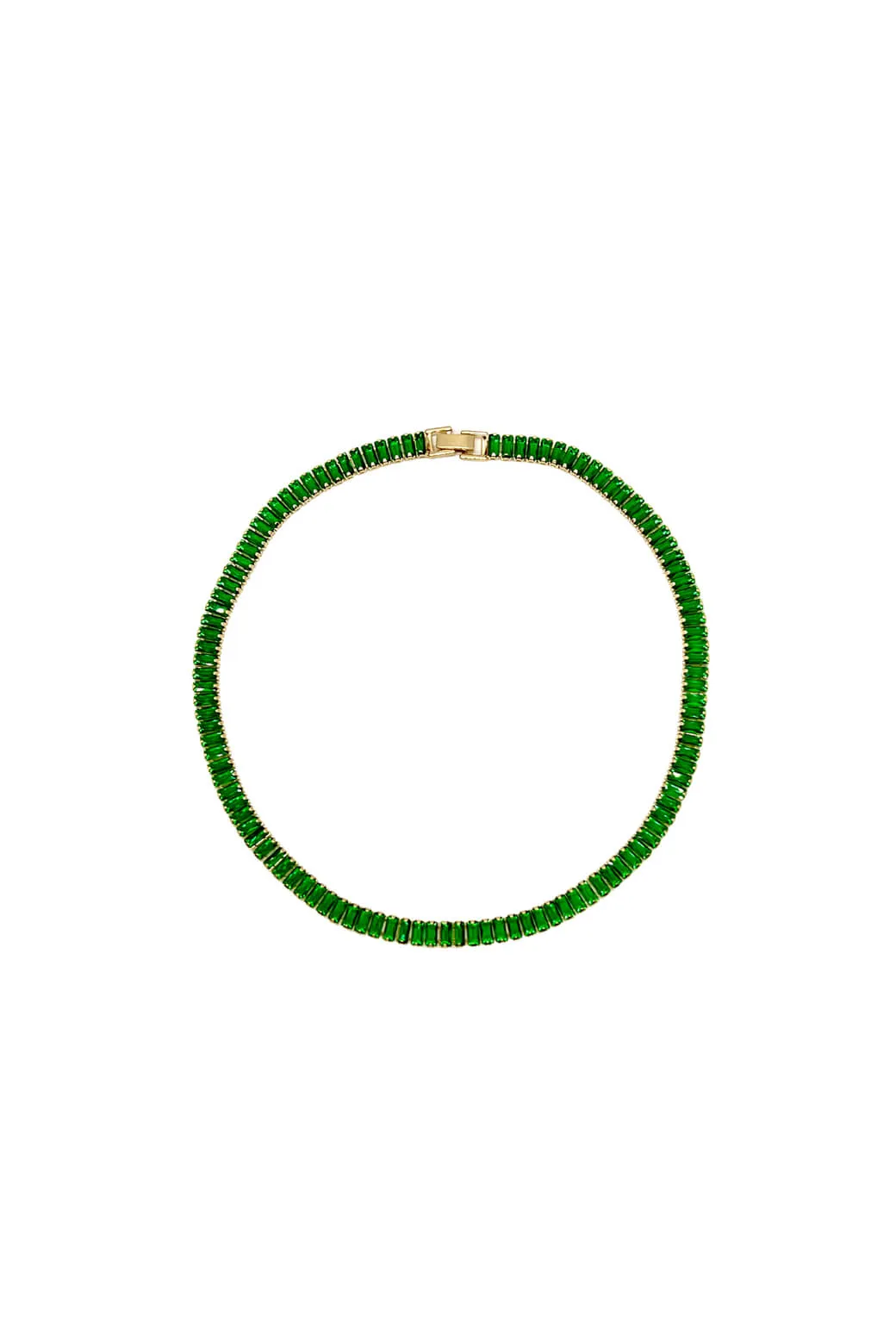 Emerald Cut Tennis Necklace - Emerald