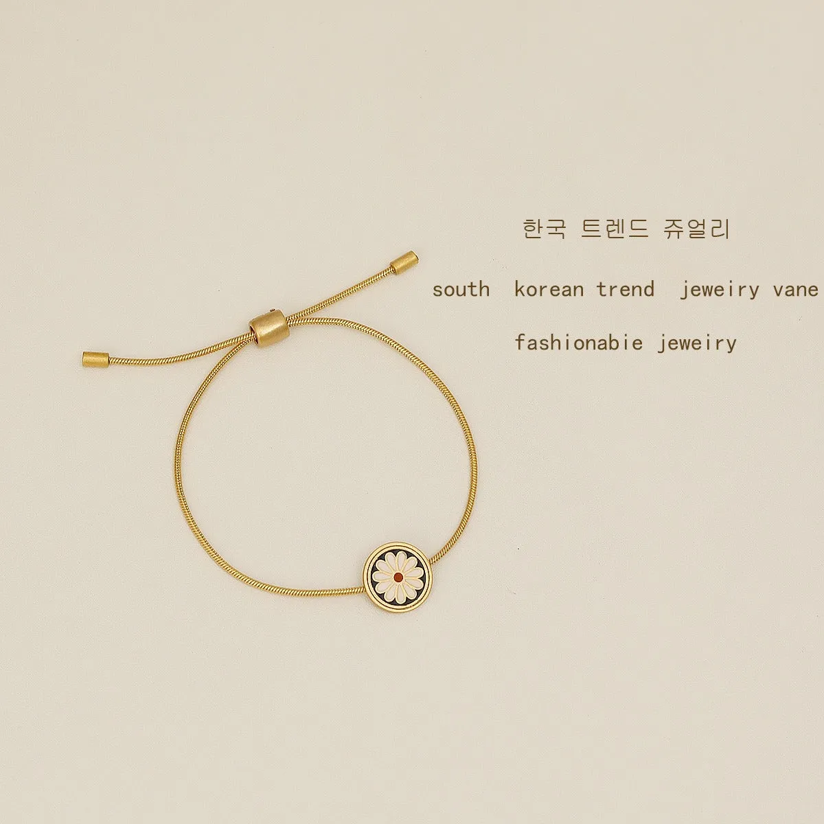 Enamel Daisy Shape Hand Jewelry Female Vintage Bracelet Wind Adjustable Bracelet