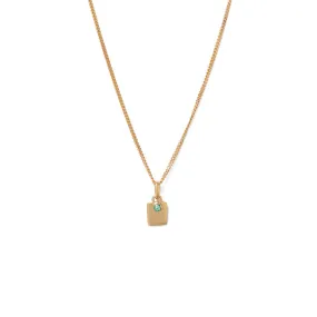 ENGRAVABLE EMERALD BIRTHSTONE NECKLACE (MAY)