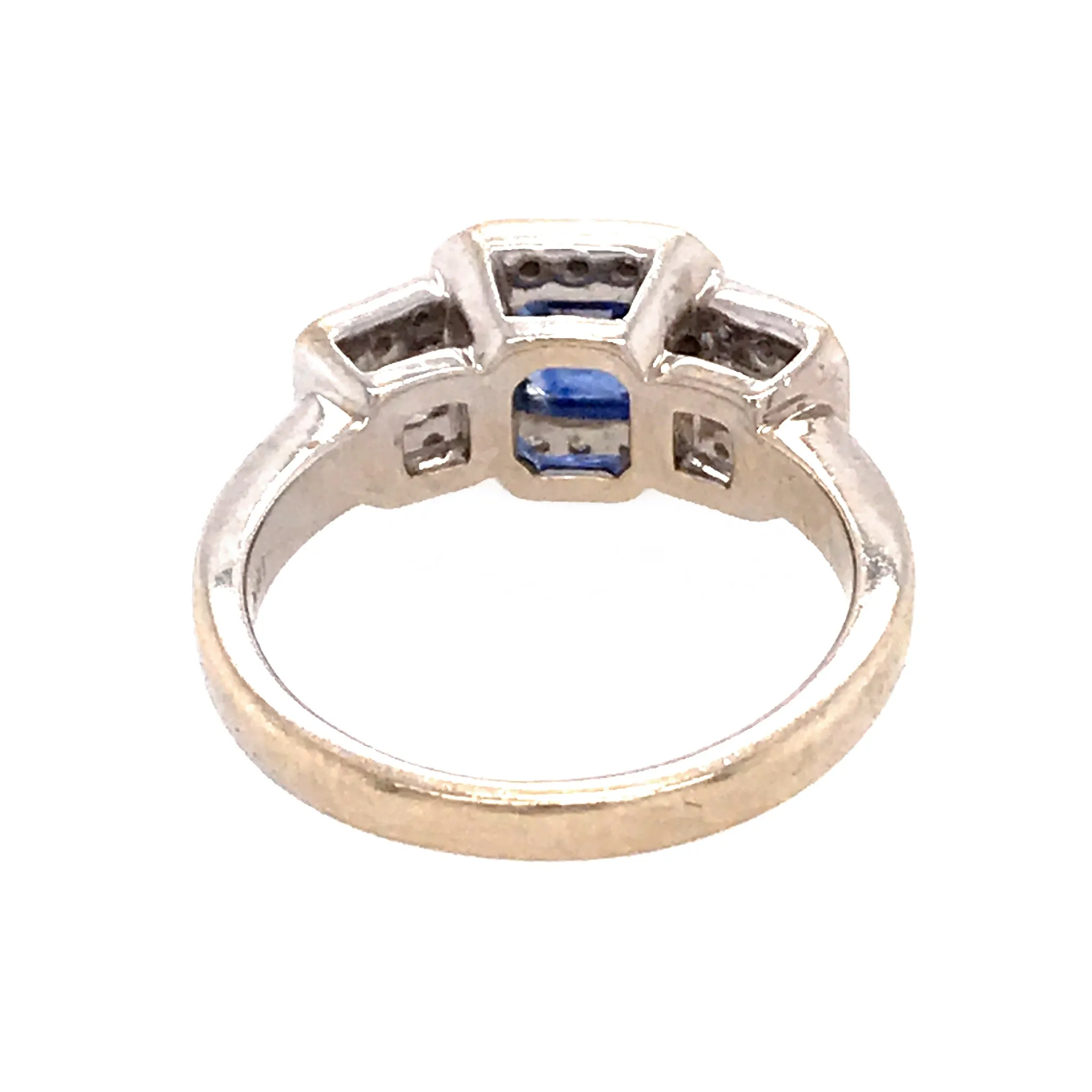 Estate 18k White Gold Sapphire and Diamond Cluster Ring