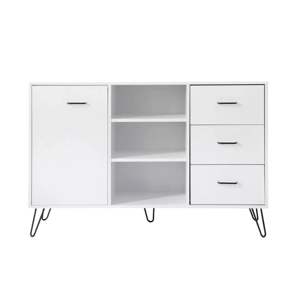 Exie 49 Inch Sideboard Buffet Console Cabinet with 3 Drawers, White By The Urban Port