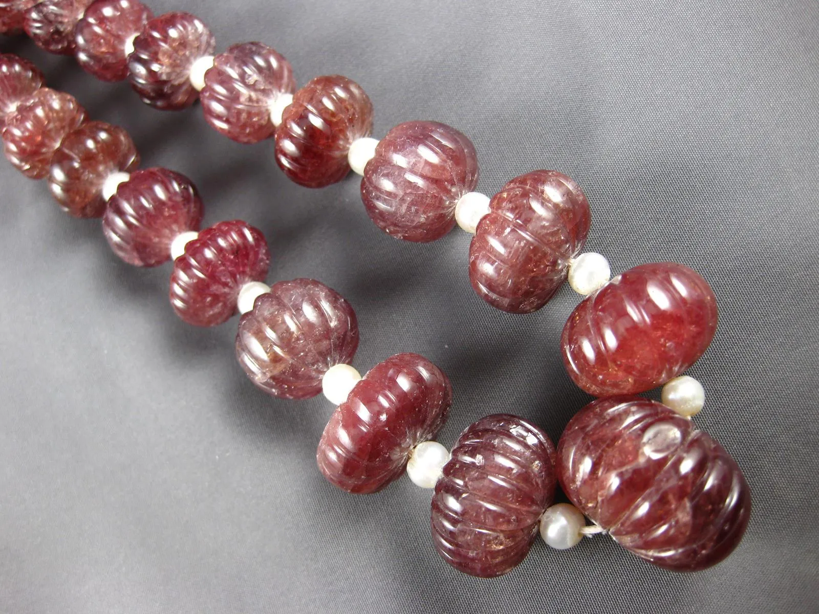 EXTRA LARGE & LONG 1223CT PINKISH BROWN SAPPHIRE & AAA PEARL BEADED FUN NECKLACE