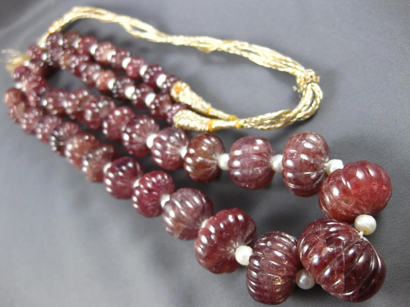 EXTRA LARGE & LONG 1223CT PINKISH BROWN SAPPHIRE & AAA PEARL BEADED FUN NECKLACE