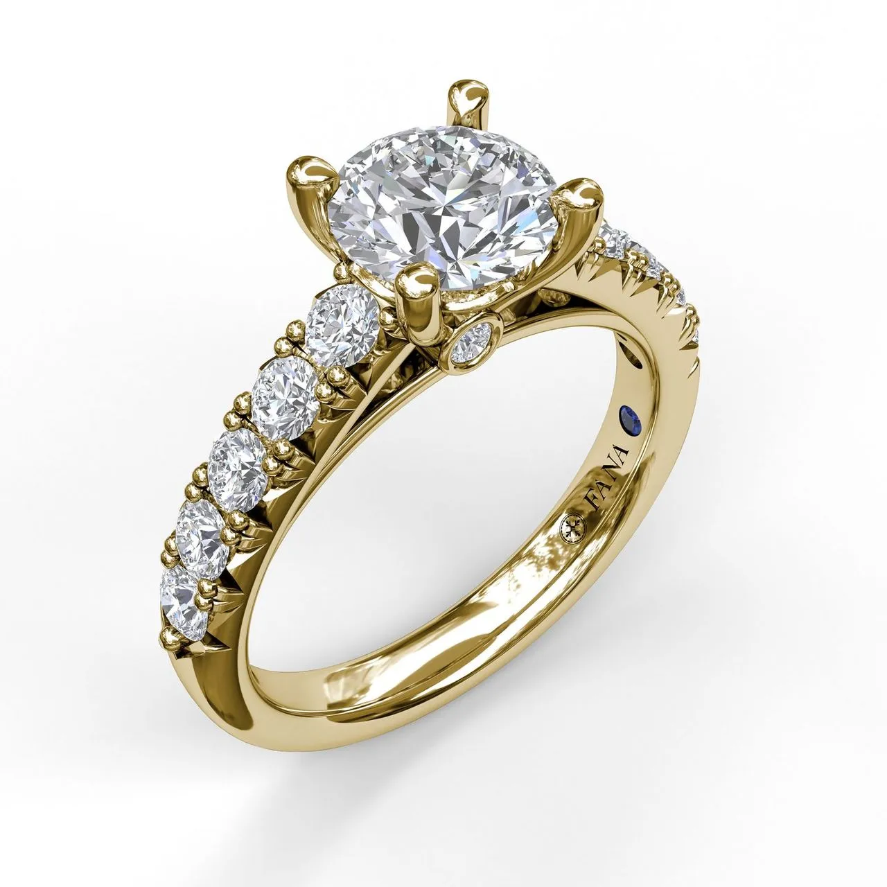 Fana Handset French Pave Diamond Engagement Ring 3684