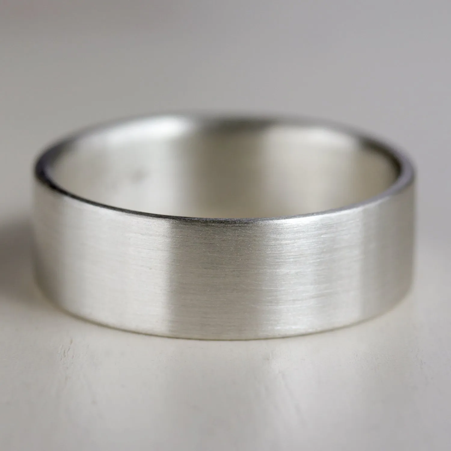 Flat Silver Engagement Band 1.5mm Thick