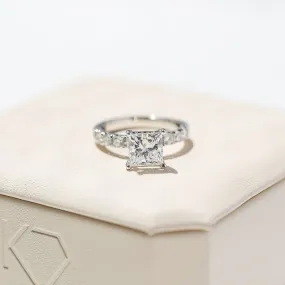 Floating Princess Diamond Hidden Halo Flame Prongs Ring