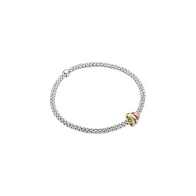 Fope 18K White Gold Prima Collection Bracelet with Yellow, Rose & White Gold Rondels, Large Size