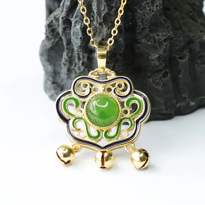 Fortune's Favor Sterling Silver Jade Ruyi Lock Necklace