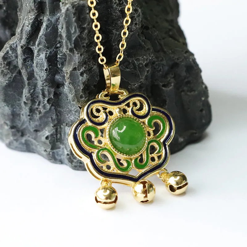 Fortune's Favor Sterling Silver Jade Ruyi Lock Necklace