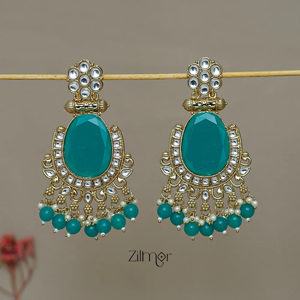 FS1011243 - Kundan Stud Drop Earrings