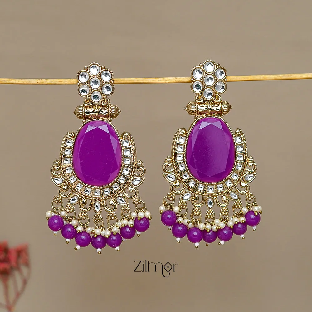 FS1011243 - Kundan Stud Drop Earrings