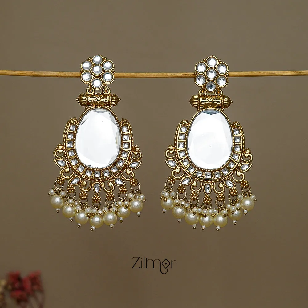 FS1011243 - Kundan Stud Drop Earrings