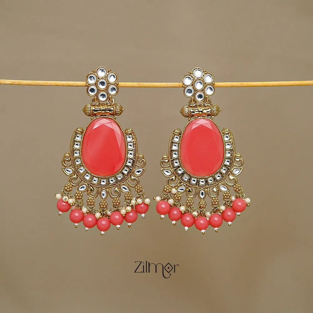 FS1011243 - Kundan Stud Drop Earrings