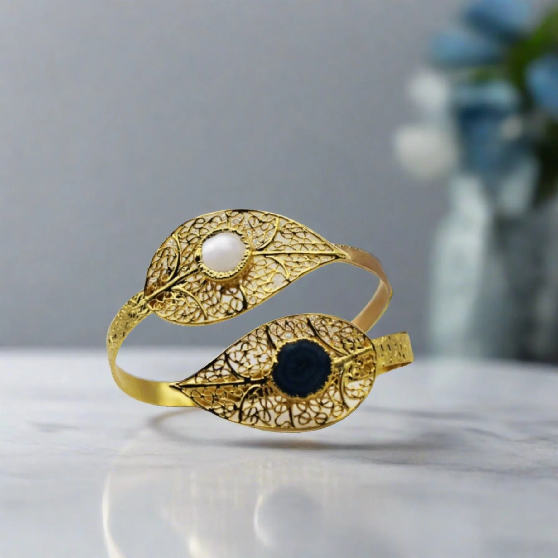 Gemstone Adjustable bracelet & Earring set