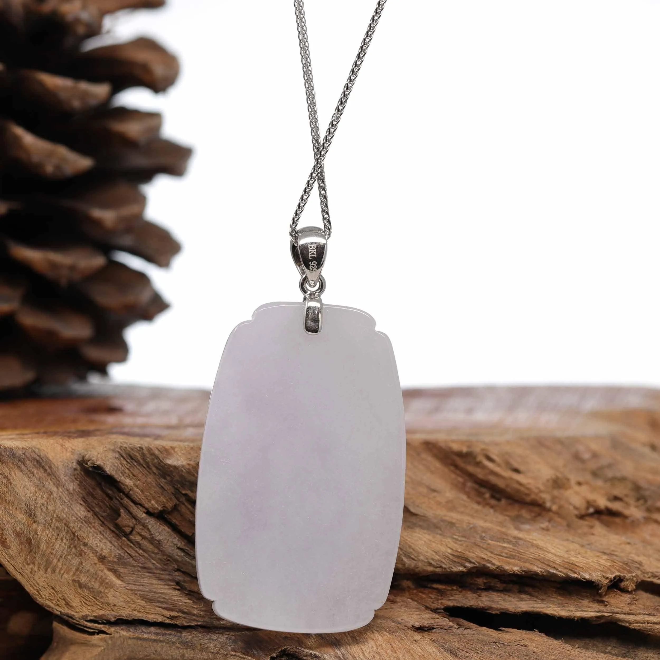 Genuine Burmese Lavender Jadeite Jade Guanyin Pendant Necklace