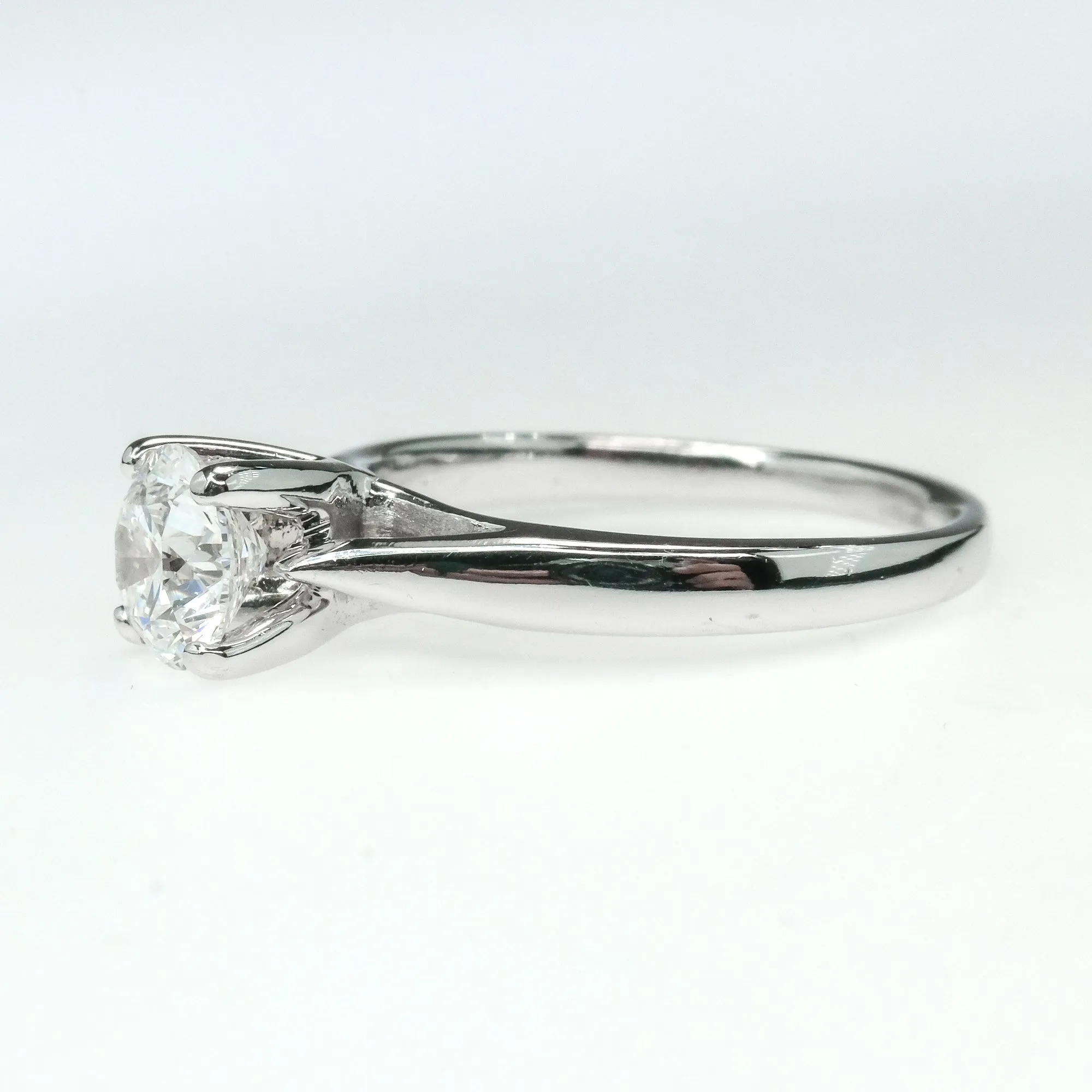 GIA 1.00ct Round Cut Diamond Solitaire Engagement Ring in 14K White Gold